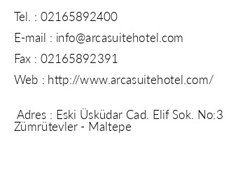 Arca Suite Hotel iletiim bilgileri